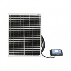 Panou solar 20W 460x350x40mm monocristalin cu regulator de incarcare 10A 12/24V, cablu 1900 mm Breckner Germany